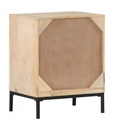 vidaXL Bedside Cabinet 40x30x50 cm Solid Mango Wood and Natural Cane
