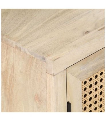vidaXL Bedside Cabinet 40x30x50 cm Solid Mango Wood and Natural Cane