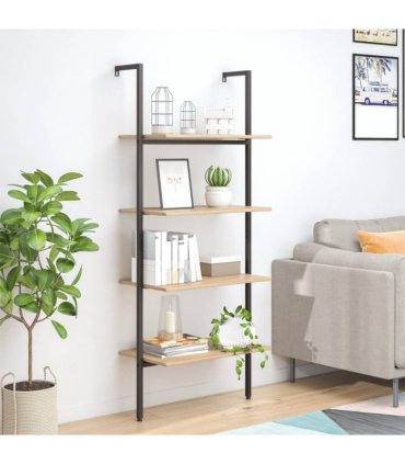 vidaXL 4-Tier Leaning Shelf Light Brown and Black 64x35x152.5 cm