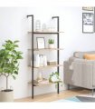 vidaXL 4-Tier Leaning Shelf Light Brown and Black 64x35x152.5 cm