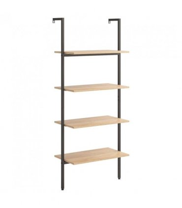 vidaXL 4-Tier Leaning Shelf Light Brown and Black 64x35x152.5 cm