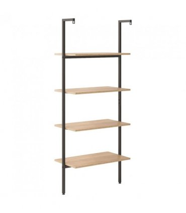 vidaXL 4-Tier Leaning Shelf Light Brown and Black 64x35x152.5 cm