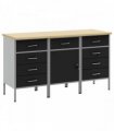 vidaXL Work Cabinet with Drawer 3 pcs Black and Grey 150 x 55 x 85 cm