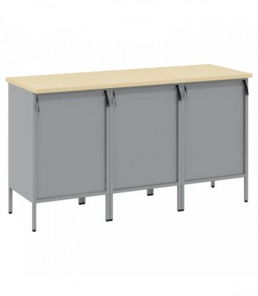 vidaXL Work Cabinet with Drawer 3 pcs Black and Grey 150 x 55 x 85 cm