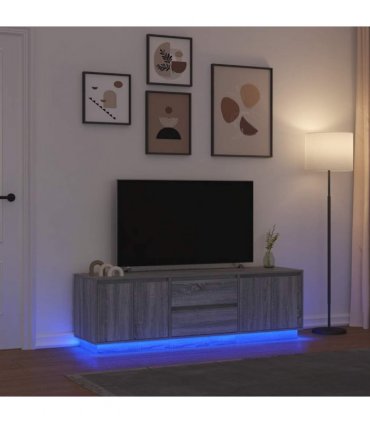 vidaXL TV Cabinet with LED Lights Grey Sonoma 160.5x41x50 cm