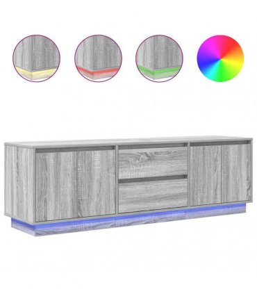 vidaXL TV Cabinet with LED Lights Grey Sonoma 160.5x41x50 cm