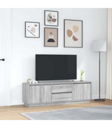 vidaXL TV Cabinet with LED Lights Grey Sonoma 160.5x41x50 cm