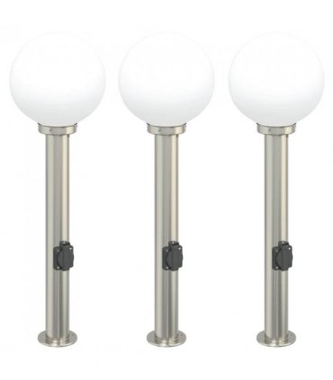 vidaXL Bollard Lights with Outlet 3 pcs 80 cm Stainless Steel IP44