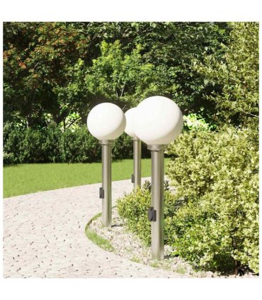 vidaXL Bollard Lights with Outlet 3 pcs 80 cm Stainless Steel IP44