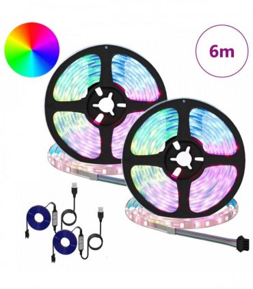 vidaXL LED Strip 2 pcs Black and Transparent 3000 mm