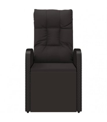 vidaXL Reclining Garden Chair with Cushions Black Poly Rattan