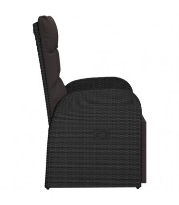 vidaXL Reclining Garden Chair with Cushions Black Poly Rattan