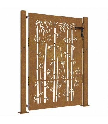 vidaXL Garden Gate 100x150 cm Corten Steel Bamboo Design