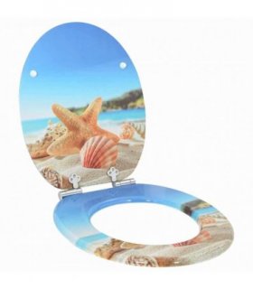 vidaXL Soft-Close Toilet Seat Sea Muschel 44 x 38 cm MDF board