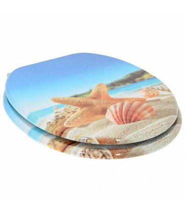 vidaXL Soft-Close Toilet Seat Sea Muschel 44 x 38 cm MDF board