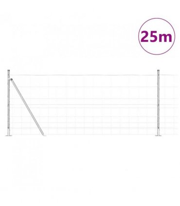 vidaXL Welded Wire Fence with Concrete Base 25 x 1 m Galvanised Steel