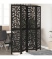 vidaXL Room Divider 4 Panels Black Solid Wood Paulownia