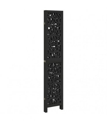 vidaXL Room Divider 4 Panels Black Solid Wood Paulownia