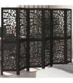 vidaXL Room Divider 6 Panels Black Solid Wood Paulownia