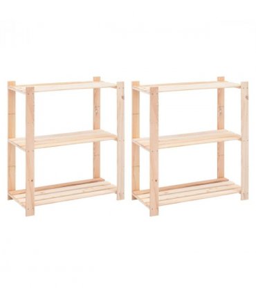 vidaXL 3-Tier Storage Racks 2 pcs 80x38x90 cm Solid Pinewood 150 kg