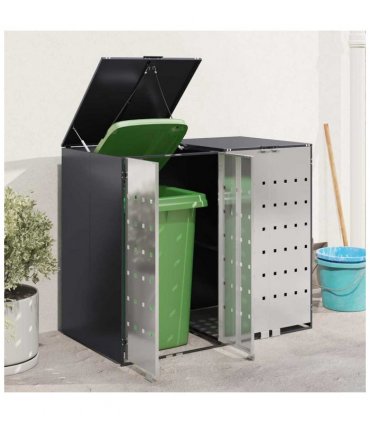 vidaXL Wheelie Bin Storage for 2 Bins Anthracite 136 x 77.5 x 115.5 cm