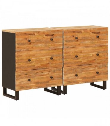 vidaXL Sideboard 2 pcs Brown 60 x 33 x 75 cm Solid Mango Wood
