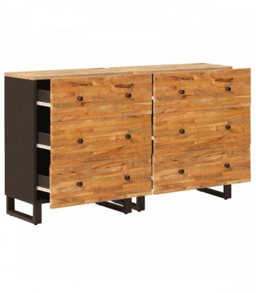 vidaXL Sideboard 2 pcs Brown 60 x 33 x 75 cm Solid Mango Wood