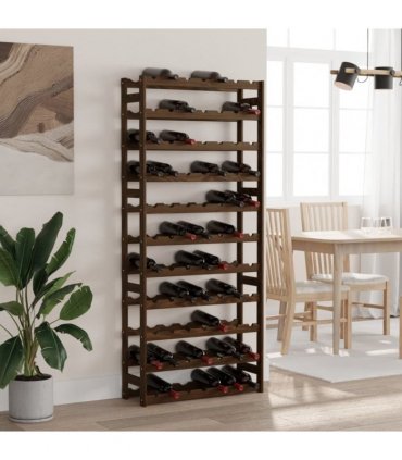 vidaXL Wine Rack for 77 Bottles Brown Solid Wood Pine