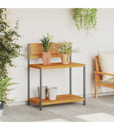vidaXL Garden Work Table 90x50x110 cm Solid Wood Acacia and Steel