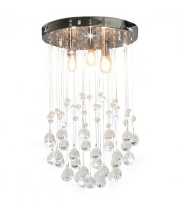 vidaXL Ceiling Lamp with Crystal Beads Silver Sphere 3 x G9 Bulbs