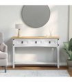 vidaXL End Table Corona White 114 x 34.5 x 73 cm Solid Pine Wood