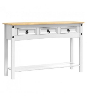vidaXL End Table Corona White 114 x 34.5 x 73 cm Solid Pine Wood