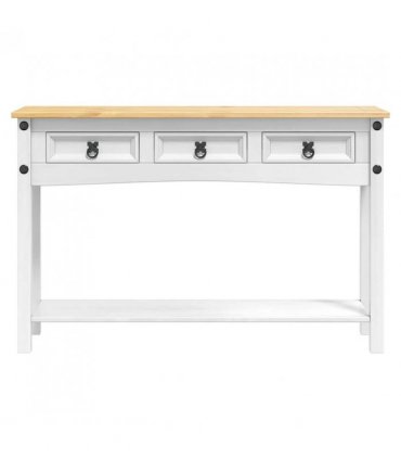 vidaXL End Table Corona White 114 x 34.5 x 73 cm Solid Pine Wood