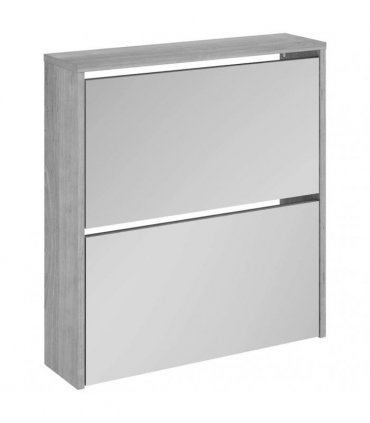 vidaXL Shoe Cabinet with Mirror 2-Layer Grey Sonoma 63x17x67 cm