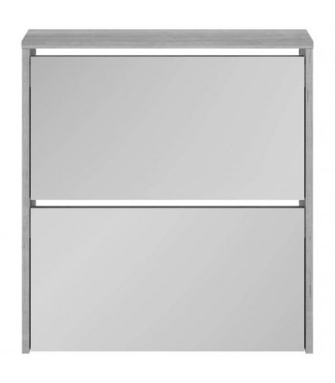 vidaXL Shoe Cabinet with Mirror 2-Layer Grey Sonoma 63x17x67 cm