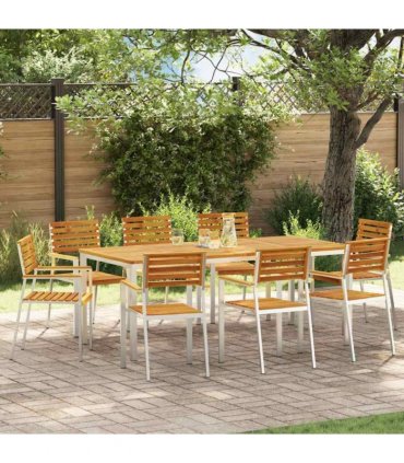 vidaXL Garden Chair 8 pcs Oil Natural Solid Acacia Wood
