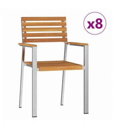 vidaXL Garden Chair 8 pcs Oil Natural Solid Acacia Wood