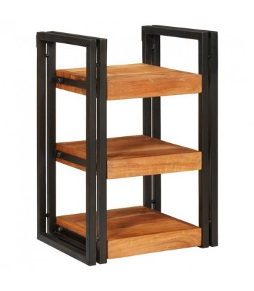 vidaXL Bedside Table 2 pcs Brown and Black Solid Wood Acacia