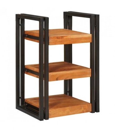 vidaXL Bedside Table 2 pcs Brown and Black Solid Wood Acacia