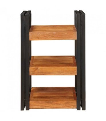 vidaXL Bedside Table 2 pcs Brown and Black Solid Wood Acacia