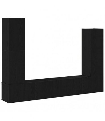 vidaXL TV Cabinet Set Wall-mounted 6 pcs Black Oak Engineered Wood