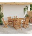 vidaXL Garden Dining Set 7 pcs Brown Solid Teak Wood