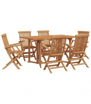 vidaXL Garden Dining Set 7 pcs Brown Solid Teak Wood