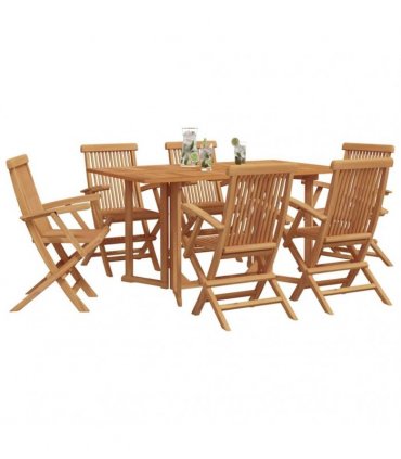 vidaXL Garden Dining Set 7 pcs Brown Solid Teak Wood