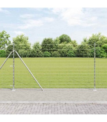 vidaXL Welded Wire Fence with Concrete Base 50 x 1.4 m Silver Mesh