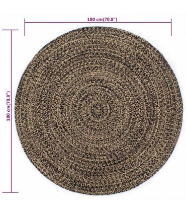 vidaXL Handmade Rug Jute Black and Brown 180 cm