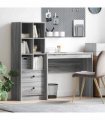 vidaXL Desk with Drawer with Shelf with Storage 2 pcs Grey Sonoma