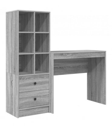 vidaXL Desk with Drawer with Shelf with Storage 2 pcs Grey Sonoma