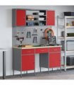 vidaXL Work Cabinet with Drawer 10 pcs Red Engineered Wood and Steel