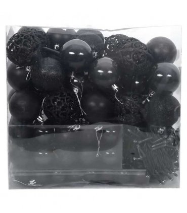 vidaXL Christmas Bauble Set with 300 LEDs 120 pcs Black Plastic